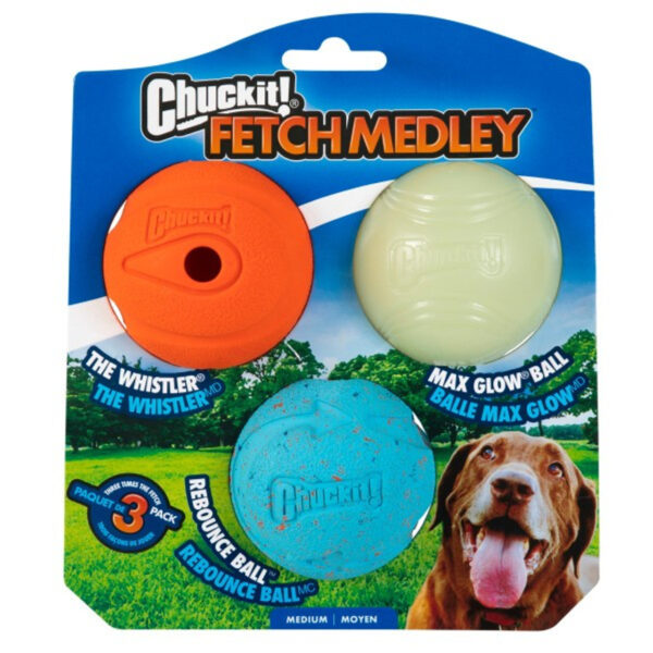 Chuckit - Fetch Medley Assorted Medium (3Pk) 6.5cm